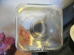 RARE Antique Apothecary General Store Glass Counter Display Candy Jar Black Lid