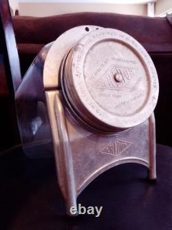 RARE Antique General Store ARIDOR Rounded Bottom Glass Candy Jar / lid and stand