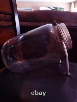 RARE Antique General Store ARIDOR Rounded Bottom Glass Candy Jar / lid and stand