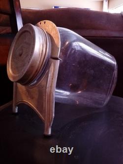 RARE Antique General Store ARIDOR Rounded Bottom Glass Candy Jar / lid and stand