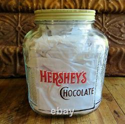 RARE Antique Vintage HERSHEY'S Chocolate Candy Store Display Glass Jar Metal Lid