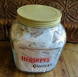 RARE Antique Vintage HERSHEY'S Chocolate Candy Store Display Glass Jar Metal Lid