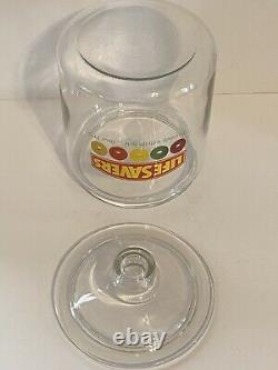 RARE Antique Vintage LIFESAVERS Candy Store Display Glass Jar withGlass Lid, NICE