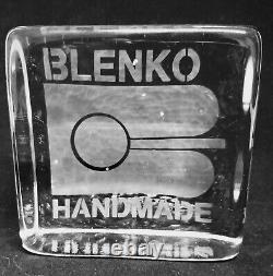 RARE Blenko Handmade Glass Paperweight Square, Dealer Store Display Promo
