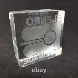 RARE Blenko Handmade Glass Paperweight Square, Dealer Store Display Promo