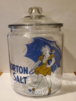 RARE Morton Salt Large Glass Counter Jar