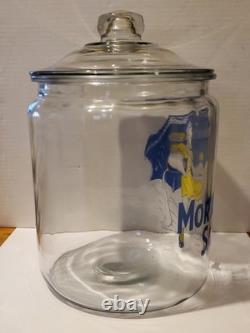RARE Morton Salt Large Glass Counter Jar