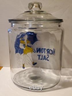 RARE Morton Salt Large Glass Counter Jar