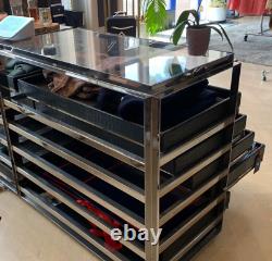 RARE -Philip Plein- Large Boutique Drawer Store Display/Glass, Leather $15,000