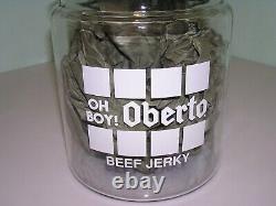 RARE Store display Oberto Beef Jerky Glass Jug Canister Collectible 13 withlid