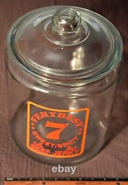 RARE- VERY BEST 7 Sweet & Spicy Beef Jerky Glass Container with Lid