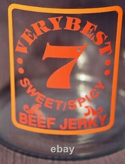 RARE- VERY BEST 7 Sweet & Spicy Beef Jerky Glass Container with Lid