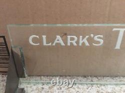 RARE VINTAGE 1930-40s CLARKS TEABERRY GUM EMBOSSED GLASS STORE COUNTER DISPLAY