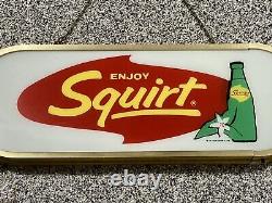 RARE VTG 26 Lighted Glass ENJOY SQUIRT Advertising Sign Soda Pop Store