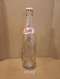 RARE Vintage 20 Inch Tall Pepsi Cola Soda Clear Twist Glass Bottle Store Display