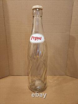 RARE Vintage 20 Inch Tall Pepsi Cola Soda Clear Twist Glass Bottle Store Display