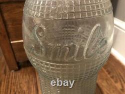 RARE Vintage Smile Soda 1-Gallon Store Display Bottle, c. 1922, blue-green glass