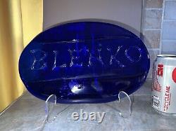 RARER Cobalt BLUE Glass STORE DISPLAY Advertising Dealer Display Sign Heavier