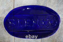 RARER Cobalt BLUE Glass STORE DISPLAY Advertising Dealer Display Sign Heavier