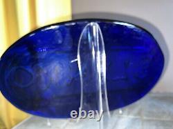 RARER Cobalt BLUE Glass STORE DISPLAY Advertising Dealer Display Sign Heavier