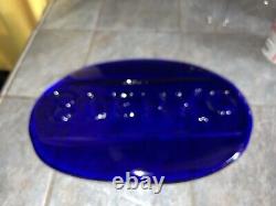 RARER Cobalt BLUE Glass STORE DISPLAY Advertising Dealer Display Sign Heavier