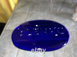 RARER Cobalt BLUE Glass STORE DISPLAY Advertising Dealer Display Sign Heavier