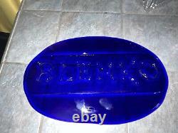 RARER Cobalt BLUE Glass STORE DISPLAY Advertising Dealer Display Sign Heavier