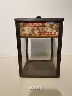 REISMAN'S PRETZELS Vintage Glass & Tin Store Display Bin