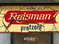REISMANS PRETZELS Vintage Glass & Tin Store Display Bin