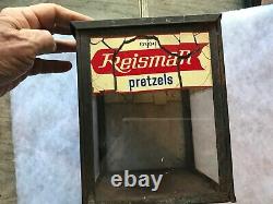 REISMANS PRETZELS Vintage Glass & Tin Store Display Bin