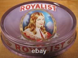 ROYALIST Antique CIGAR Advertising Glass Change Receiver Tray BRUNHOFF MFG OHIO