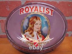 ROYALIST Antique CIGAR Advertising Glass Change Receiver Tray BRUNHOFF MFG OHIO