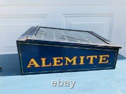 Rare Alemite Advertising Parts Dislpay Cabinet Hinged Glass Front