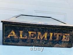 Rare Alemite Advertising Parts Dislpay Cabinet Hinged Glass Front