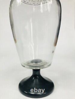 Rare Antique Tiffin Apothecary Glass Jar Store Display Black Bullet Lid Base