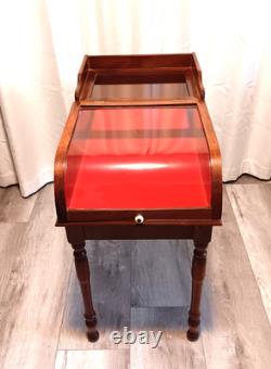 Rare Antique Victorian Wood & Curved Glass Showcase/General Store Display Case