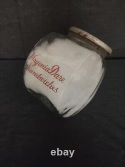 Rare Antique Virginia Dare Sandwich Glass Store Counter Display Advertising Jar