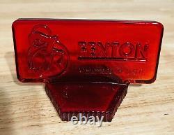 Rare Fenton Art Glass Ruby Red Amberina Store Display Dealer Sign Logo