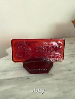 Rare Fenton Art Glass Ruby Red Amberina Store Display Dealer Sign Logo