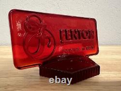 Rare Fenton Art Glass Ruby Red Amberina Store Display Dealer Sign Logo