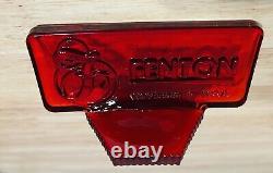 Rare Fenton Art Glass Ruby Red Amberina Store Display Dealer Sign Logo