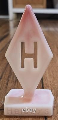 Rare Fenton Helsey Pink Rosalene Glass Rectangular Dealer Display Logo Sign
