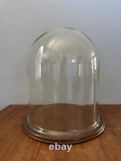 Rare Large Round Glass Cloche Dome Marked Igloo Cooling Corp Teak Base 17