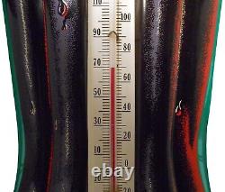Rare Mid-20th C Monumental 29 H Coca-cola Vint Litho'd Enml Ad Wall Thermometer