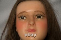 Rare Victorian Antique French Wax Mannequin Head W Glass Eyes Lifesize Doll Bust