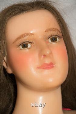 Rare Victorian Antique French Wax Mannequin Head W Glass Eyes Lifesize Doll Bust