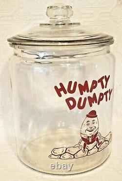 Rare Vintage 1950's Humpty Dumpty Glass Store Display Jar 2 1/2 Gallon Chips