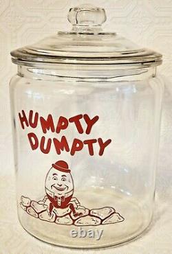 Rare Vintage 1950's Humpty Dumpty Glass Store Display Jar 2 1/2 Gallon Chips