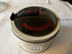 Rare Vintage Antique Shotwells Marshmallows Glass Top 5lb Store Display Tin