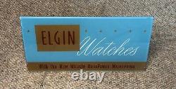 Rare Vintage Elgin Watches Glass Store Display Advertising Watch Sign Blue #2
